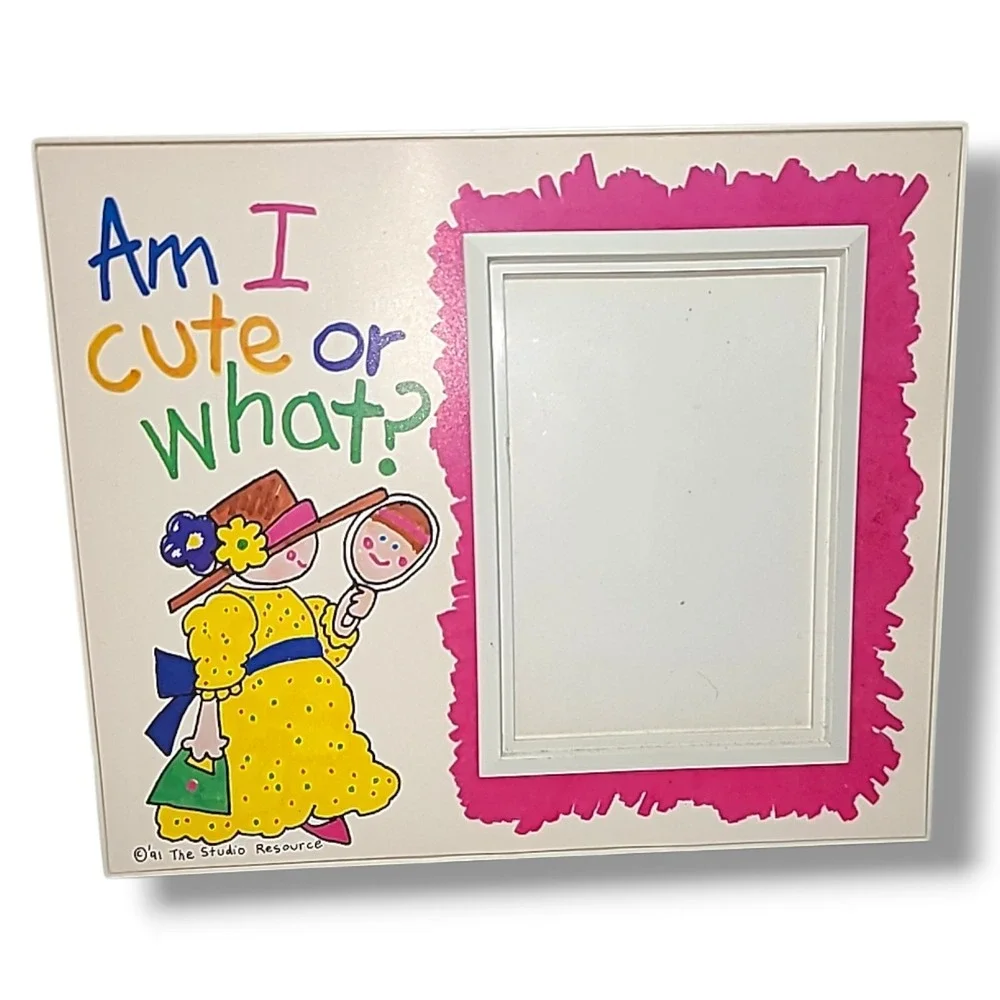 Vintage 1991 Ultraframe Cute Or What? Picture Frame Plastic 90s Kidcore Decor